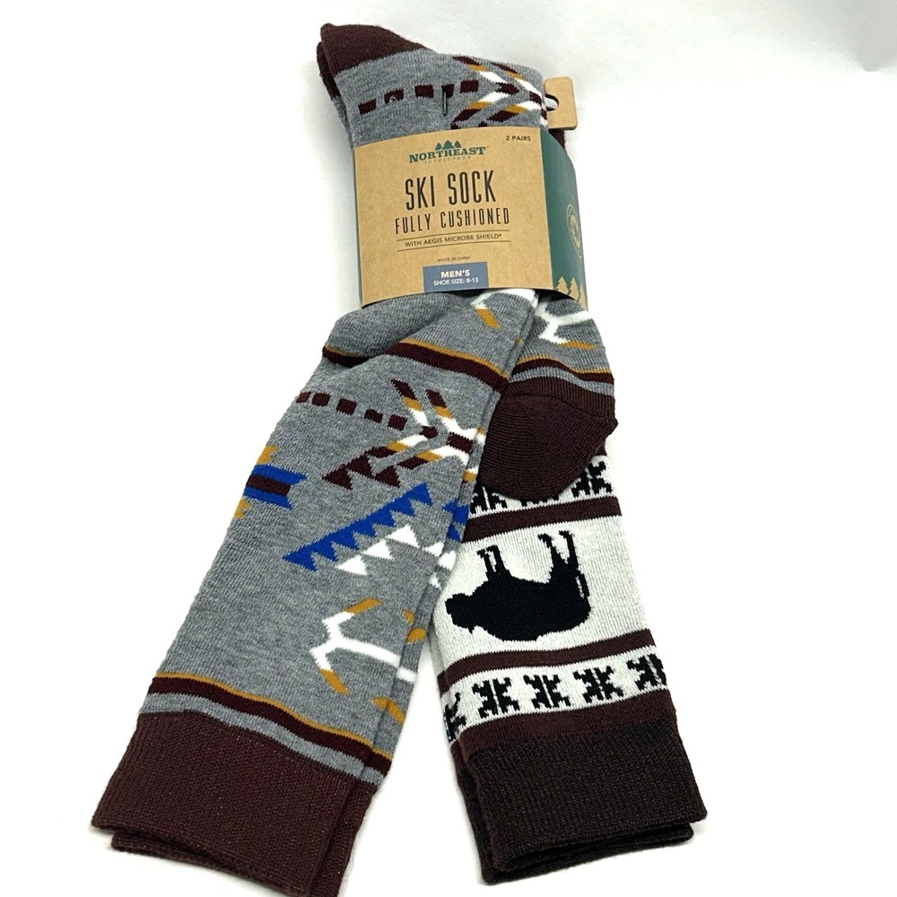 Northeast Outfitters Neo Snowsport Aztec Mountain Burgundy Large Ski Socks (I2)
